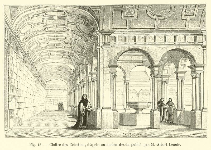 Klooster van de Celestijnen, naar een oude tekening gepubliceerd door M Albert Lenoir door French School