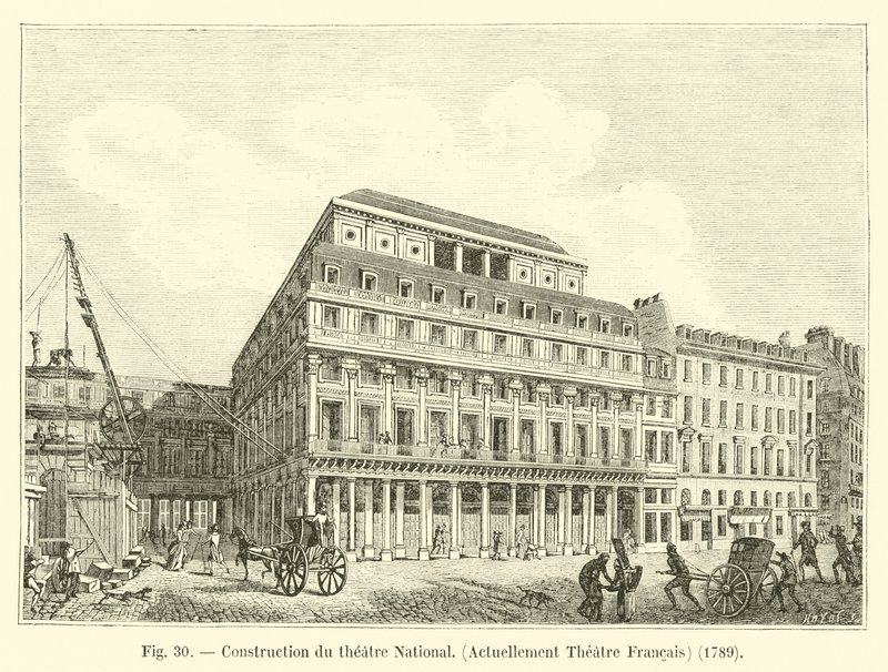 Bouw van het Nationaal Theater, nu Théâtre Français, 1789 door French School