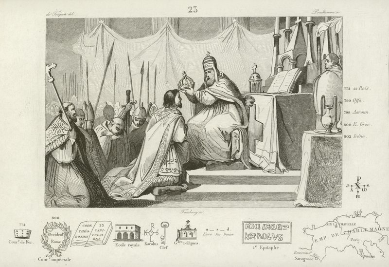 Kroning van Karel de Grote als Heilige Roomse Keizer, Rome, 800 door French School