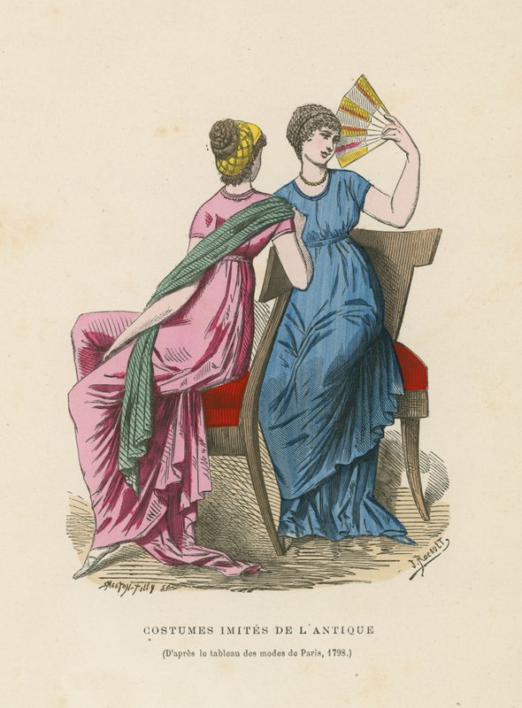 Kostuums die de oudheid imiteren, 1798 door French School