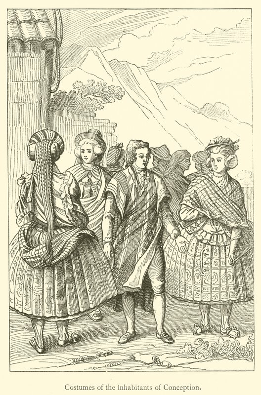 Kostuums van de inwoners van Conception (gravure) door French School