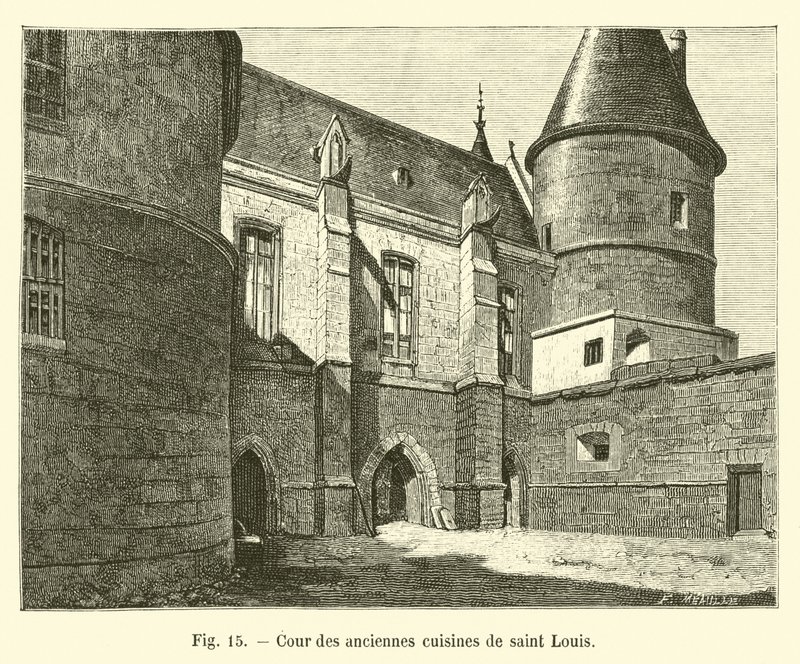 Binnenplaats van de oude keukens van Sint Louis door French School