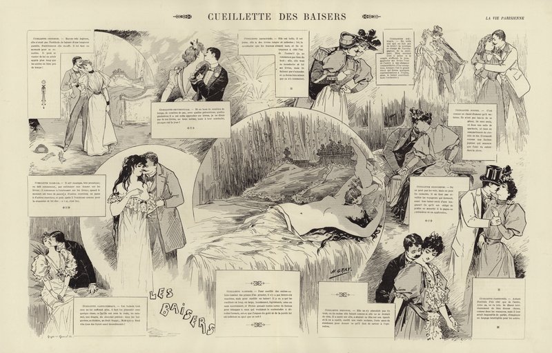 Verzameling van kussen (gravure) door French School