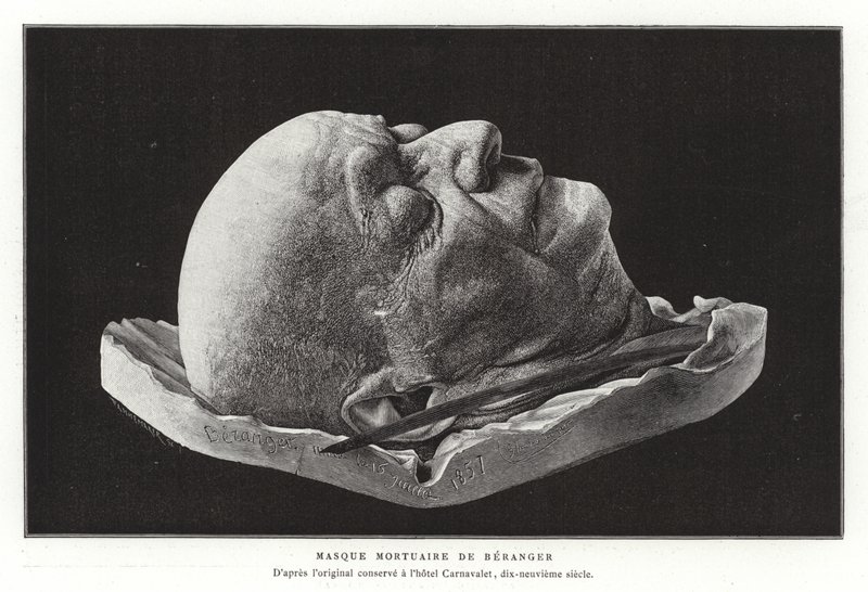 Doodsmaske van Pierre-Jean de Beranger, Franse dichter en liedjesschrijver door French School