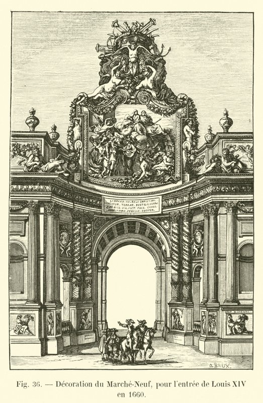 Decoratie van de Marche-Neuf, voor de intocht van Lodewijk XIV in 1660 door French School