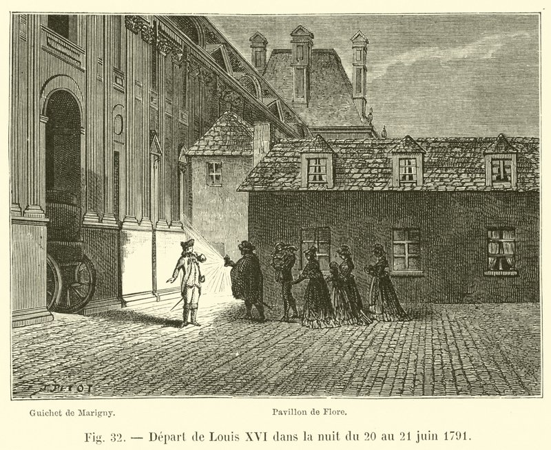 Vertrek van Lodewijk XVI in de nacht van 20 op 21 juni 1791 door French School