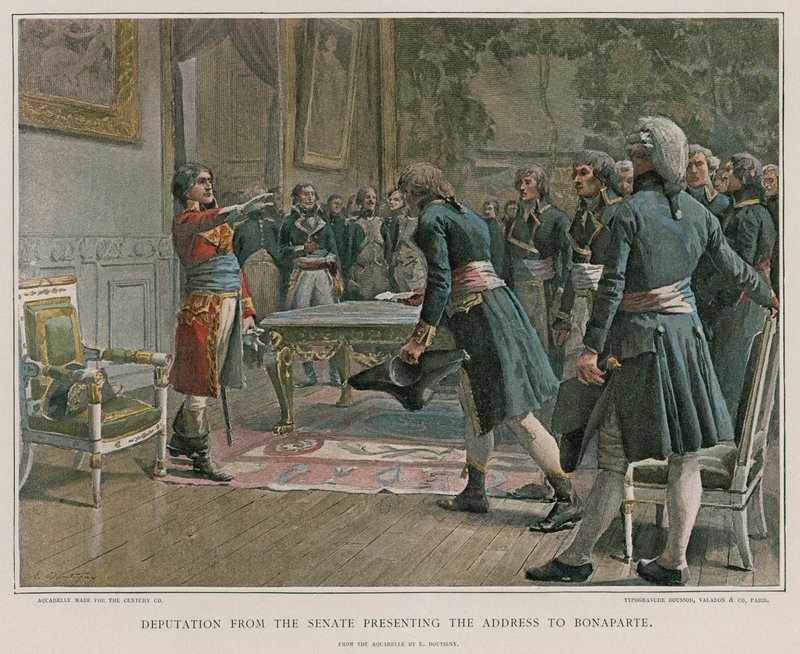 Afvaardiging van de senaat presenteert het adres aan Bonaparte door French School