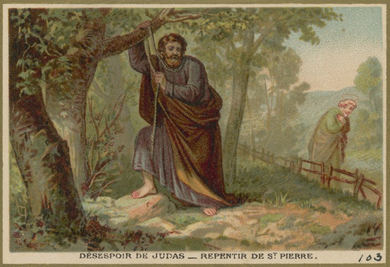 Wanhoop van Judas - Berouw van Sint Petrus door French School