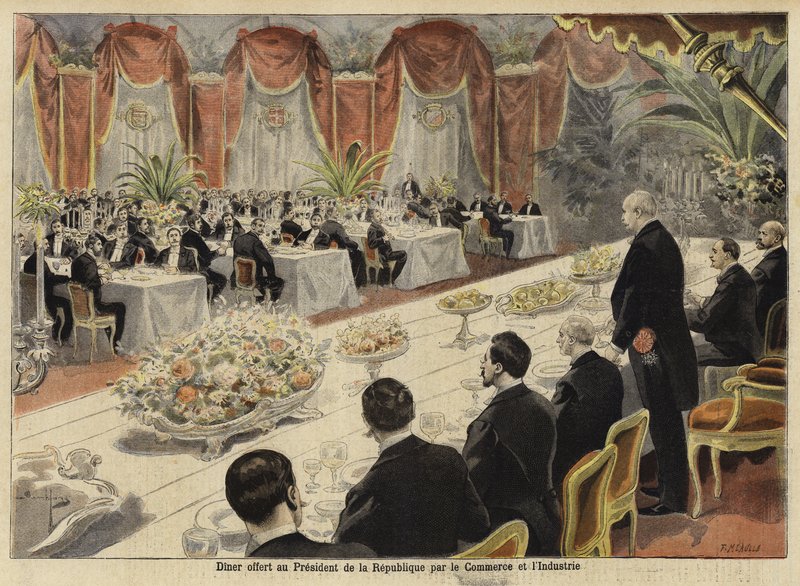 Diner voor leiders van de Franse handel en industrie op de Parijse Beurs, 1897 door French School