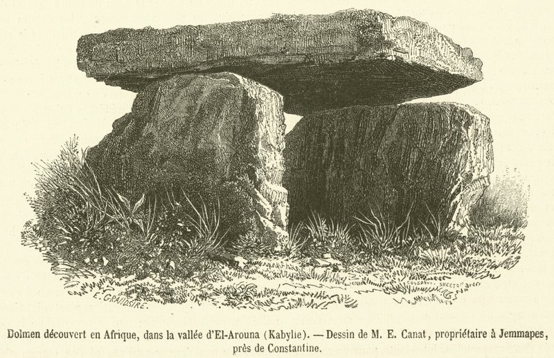 Dolmen ontdekt in Afrika, in de vallei van El-Arouna, Kabylie door French School