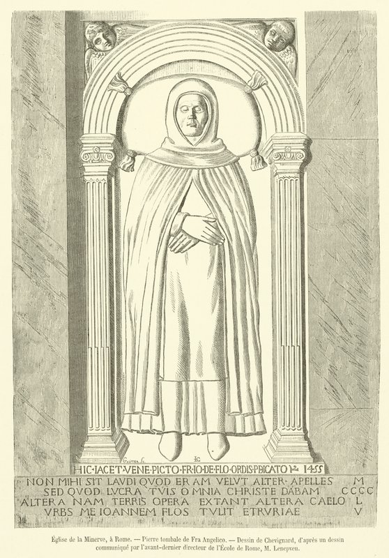 Kerk van de Minerva, in Rome, grafsteen van Fra Angelico door French School