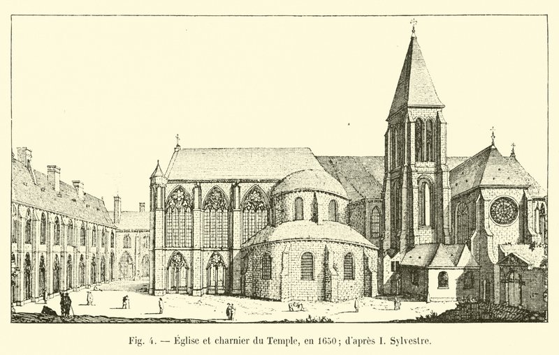 Eglise et charnier du Temple, in 1650; naar I Sylvestre door French School