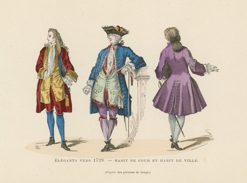 Elegante Franse herenmode, ca. 1729 door French School