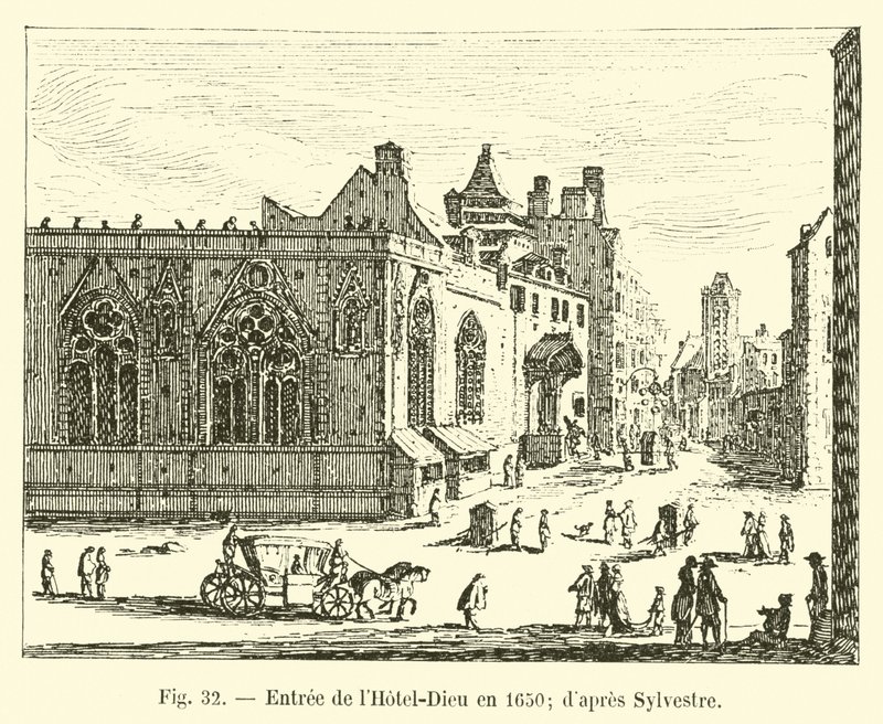 Ingang van het Hotel-Dieu in 1650; naar Sylvestre door French School
