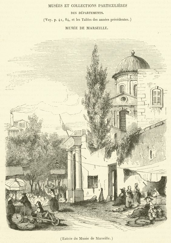 Ingang van het Museum van Marseille (gravure) door French School