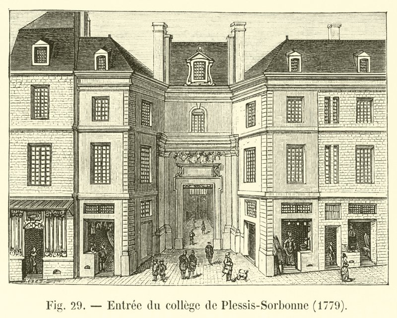 Ingang van het college van Plessis-Sorbonne, 1779 door French School