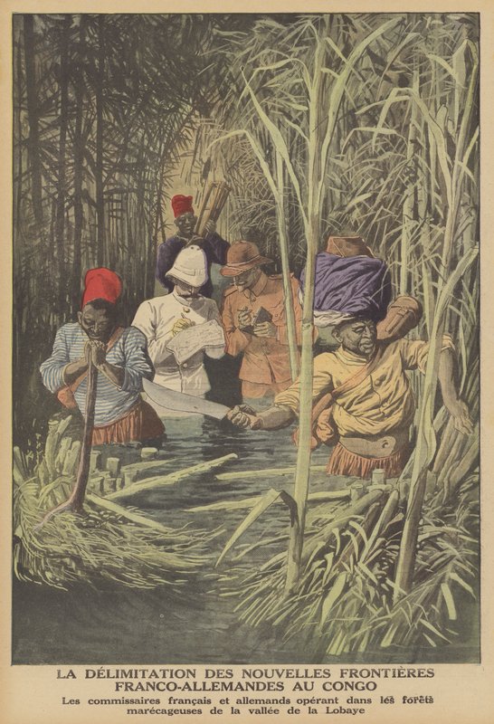 Het vaststellen van de grens tussen Franse en Duitse gebieden in Congo door French School