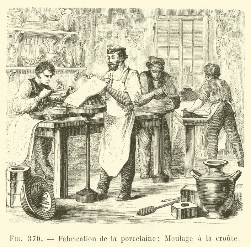 Fabrication de la porcelaine, Moulage a la croute door French School