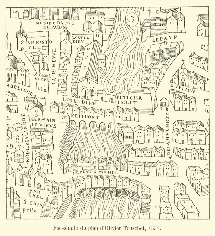 Facsimile van het plan van Olivier Truschet, 1551 door French School