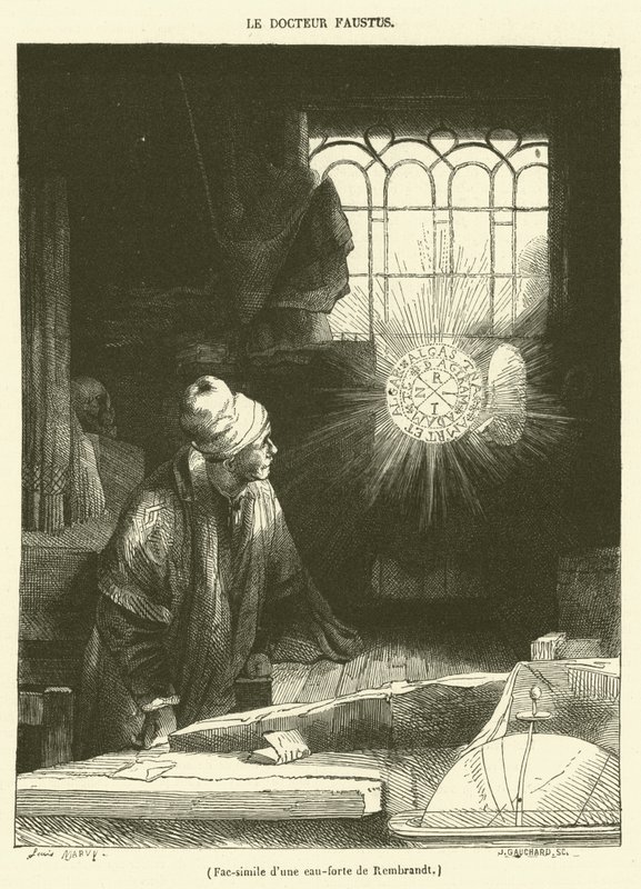 Facsimile van een gravure van Rembrandt door French School