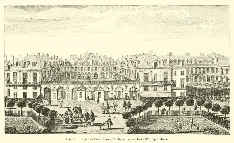 Gevel van het Palais-Royal, tuinzijde, onder Lodewijk XV, naar Rigaud door French School