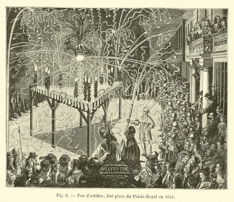 Vuurwerk, afgeschoten op het Palais-Royal plein in 1644 door French School