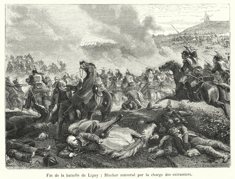 Fin de la bataille de Ligny, Blucher renverse par la charge des cuirassiers door French School