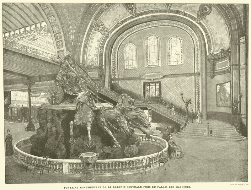 Monumentale fontein van de Centrale Galerie, nabij het Palais des Machines door French School