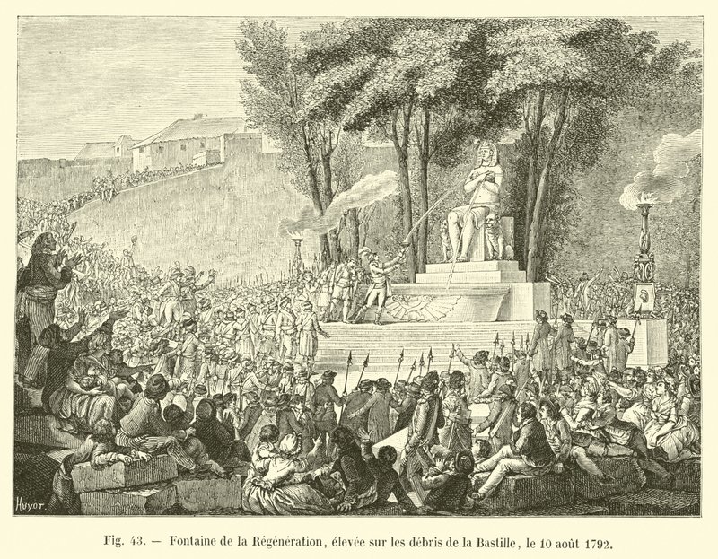 Fontein van de Regeneratie, opgericht op de ruïnes van de Bastille, 10 augustus 1792 door French School