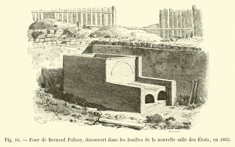 Oven van Bernard Palissy, ontdekt tijdens de opgravingen van de nieuwe zaal van de Staten, in 1865 door French School