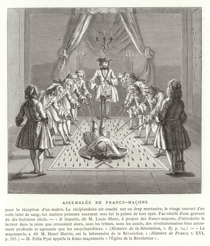 Vrijmetselaarsbijeenkomst, 18e eeuw door French School