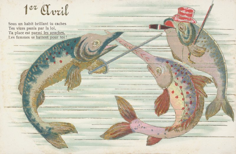 Franse kaart met vis ter gelegenheid van 1 april (Poisson d