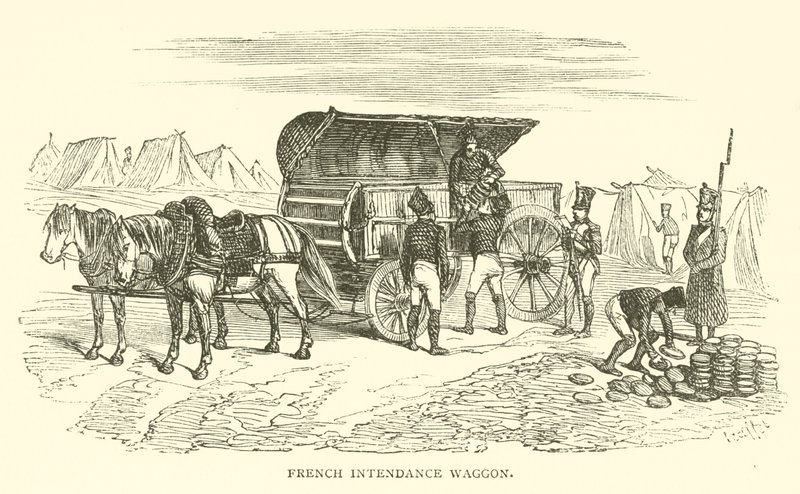 Franse intendance wagen (gravure) door French School
