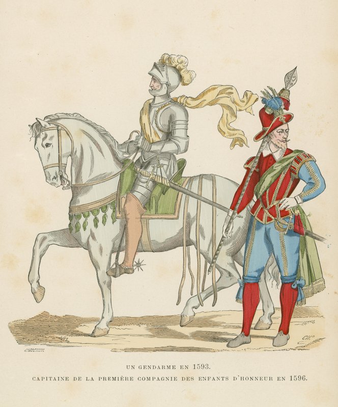 Frans militair kostuum, eind 16e eeuw door French School