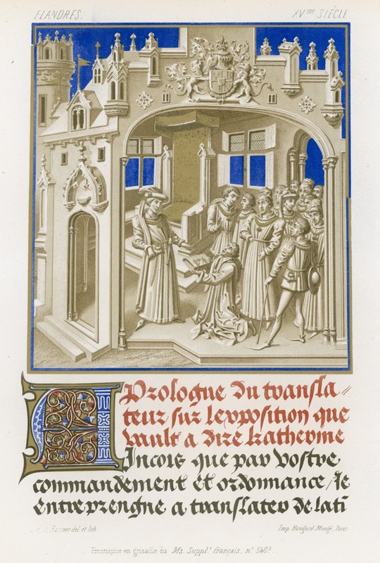 Frontispice in grisaille van een manuscript door French School