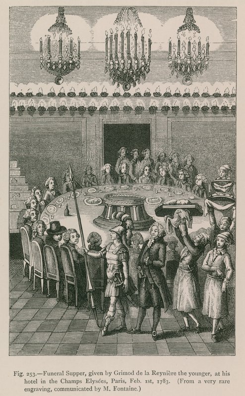 Begrafenismaal, gegeven door Grimod de la Reyniere de Jongere, in zijn hotel in de Champs Elysees, Parijs, 1 februari 1783 door French School