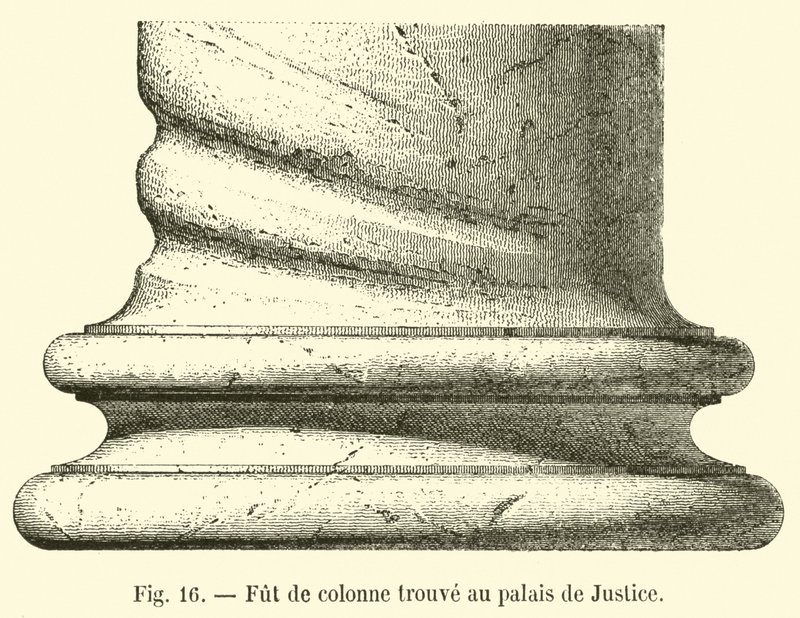 Zuilenbasis gevonden bij het Paleis van Justitie door French School
