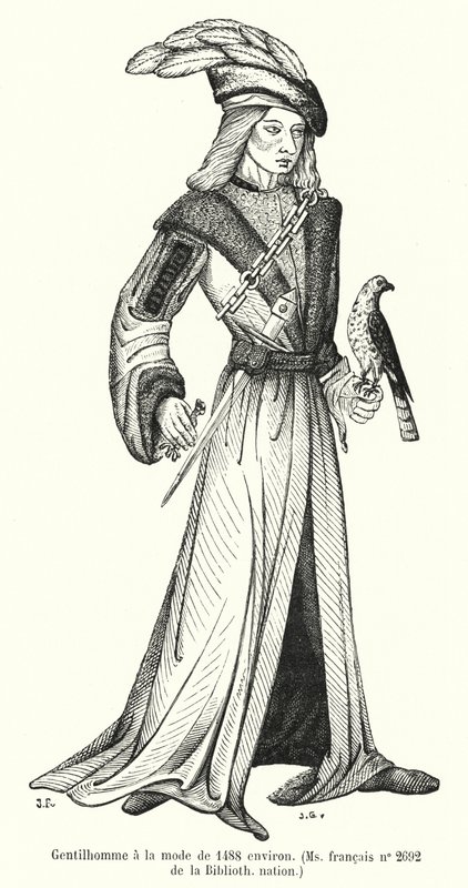 Edelman in de mode van circa 1488 door French School
