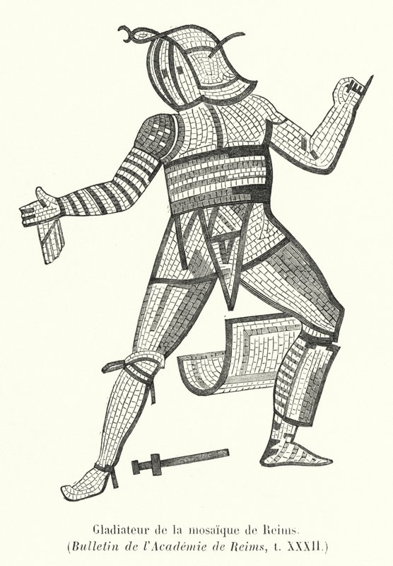 Gladiator van de mozaïek van Reims door French School