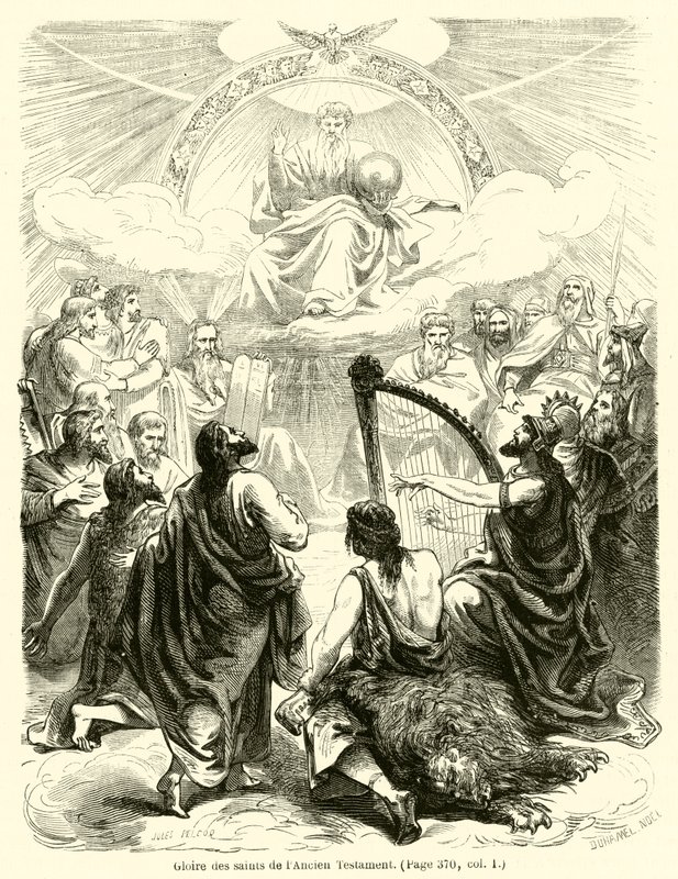 Glorie van de heiligen van het Oude Testament (gravure) door French School