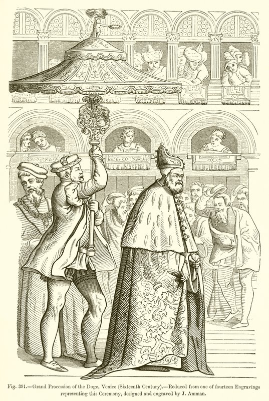 Grote Processie van de Doge, Venetië door French School