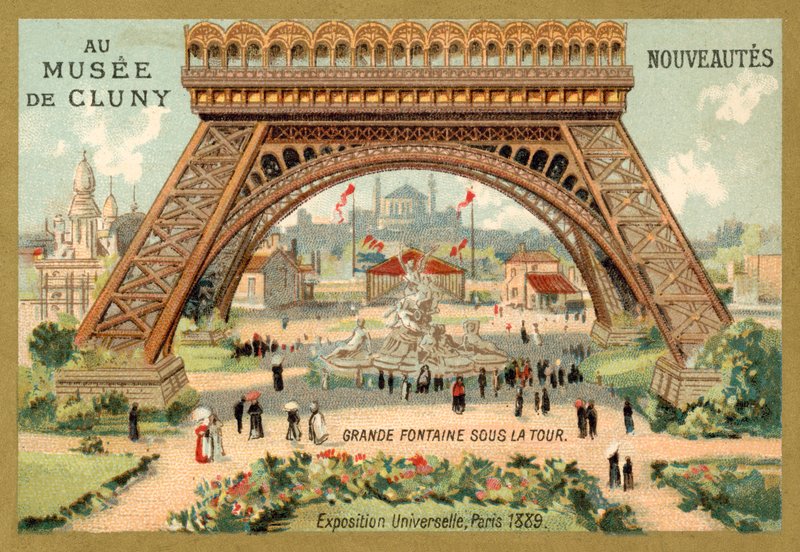 Grote fontein onder de Eiffeltoren, Exposition Universelle, Parijs door French School