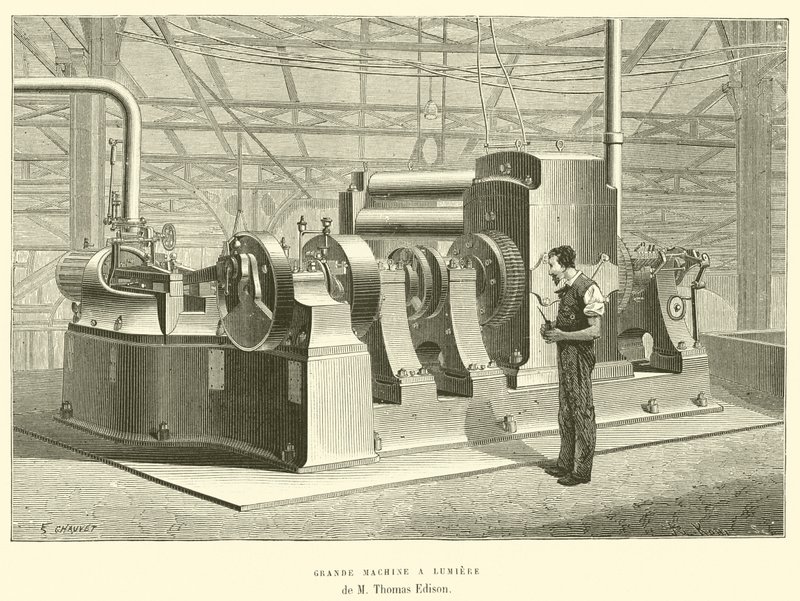 Grote lichtmachine van M Thomas Edison door French School