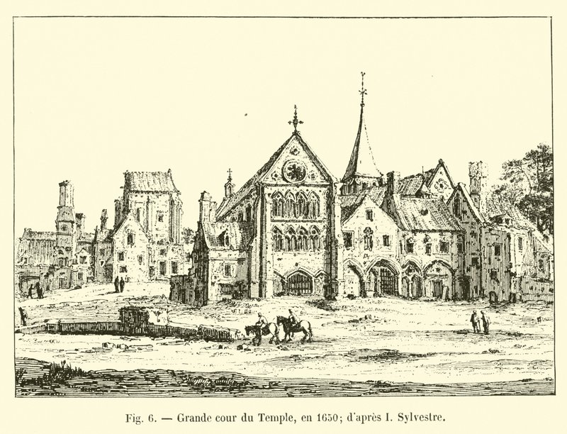 Grote binnenplaats van de Tempel, in 1650; naar I Sylvestre door French School