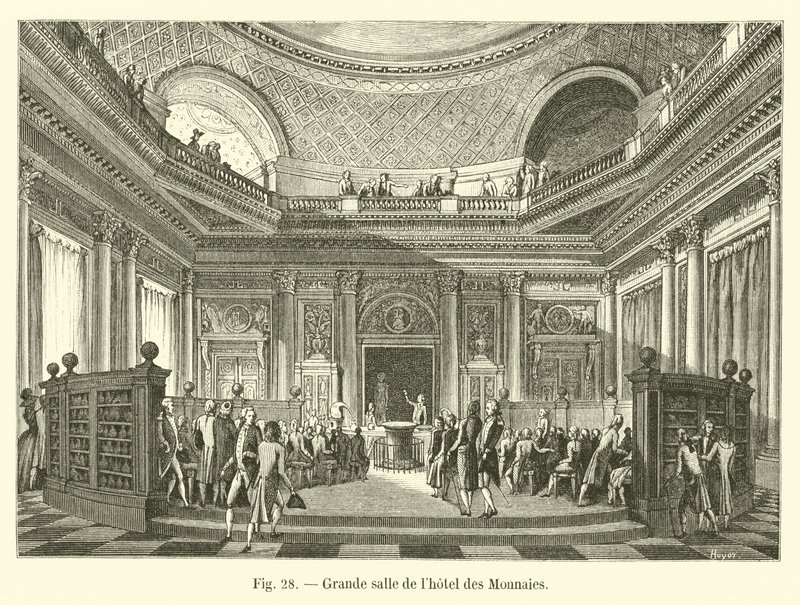 Grote zaal van het hotel des Monnaies door French School
