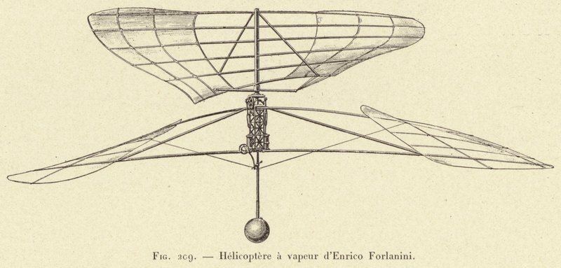Stoomhelikopter van Enrico Forlanini door French School