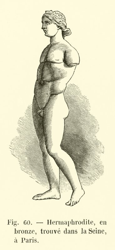 Hermaphrodite, in brons, gevonden in de Seine, Parijs (gravure) door French School