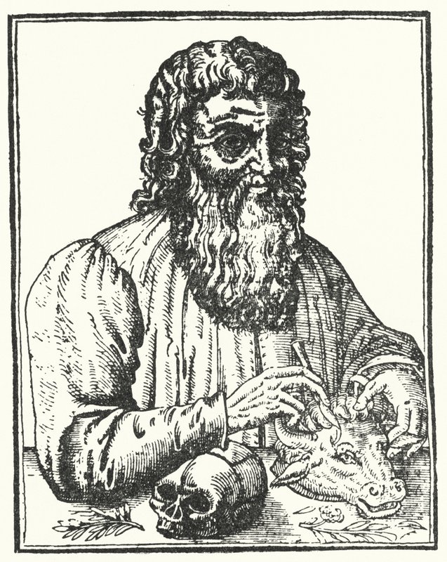 Hippocrates van Kos, De Prins der Artsen (gravure) door French School