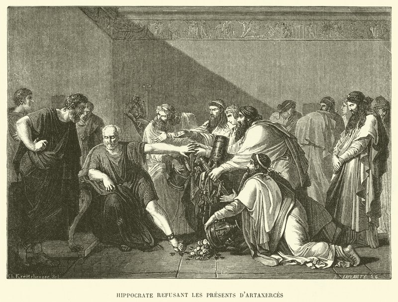 Hippocrates weigert de geschenken van Artaxerxes door French School