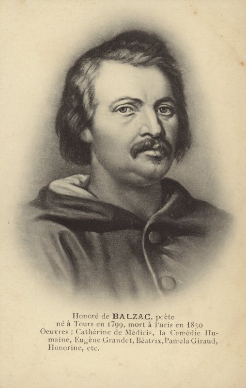Honore de Balzac (1799-1850), Frans romanschrijver en toneelschrijver (litho) door French School